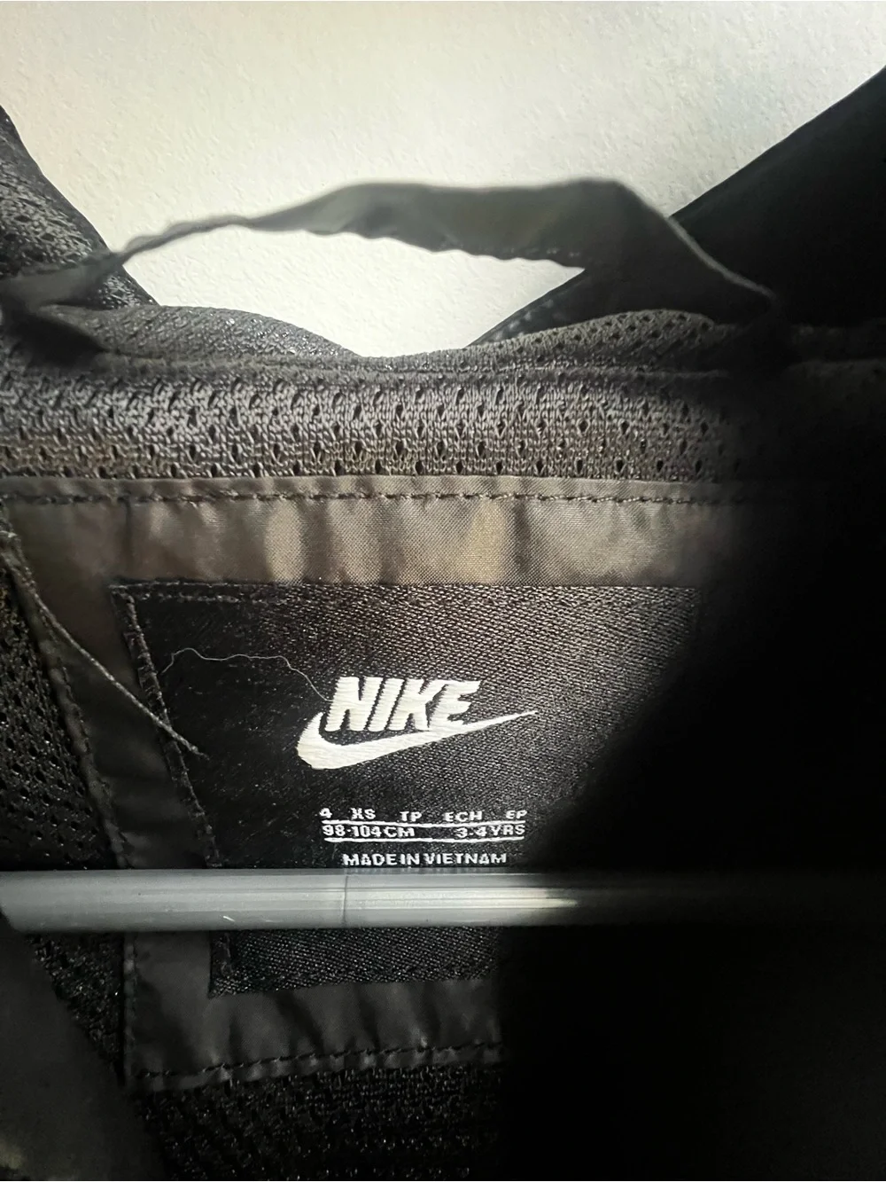 Nike Black Kids Hooded Rain Jacket with White Logo